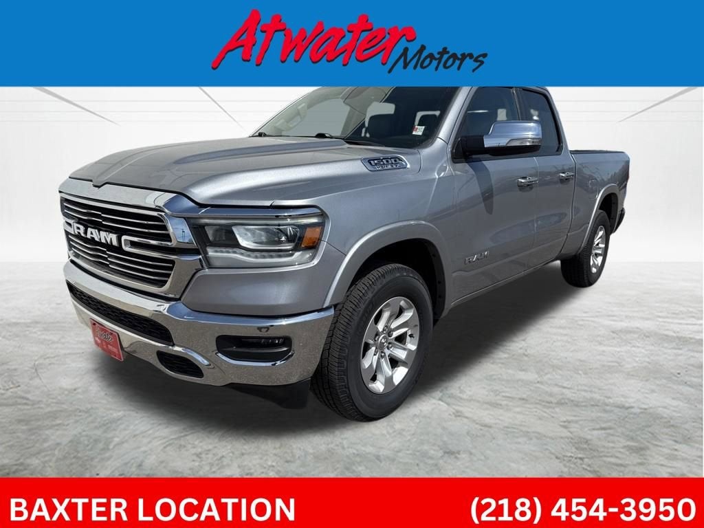 2020 RAM 1500 Laramie in Silver — front three-quarter view