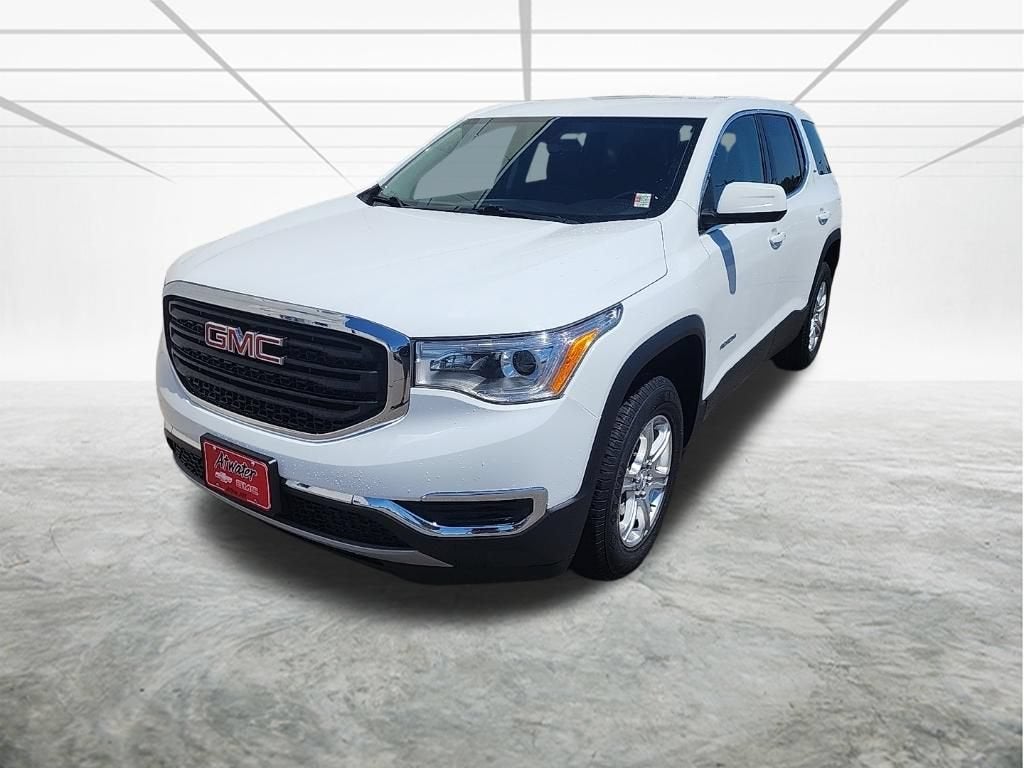 2019 GMC Acadia SLE in Summit White — front three-quarter view
