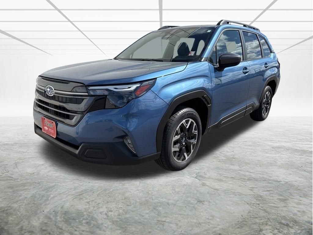 2025 Subaru Forester Premium in Blue — front three-quarter view