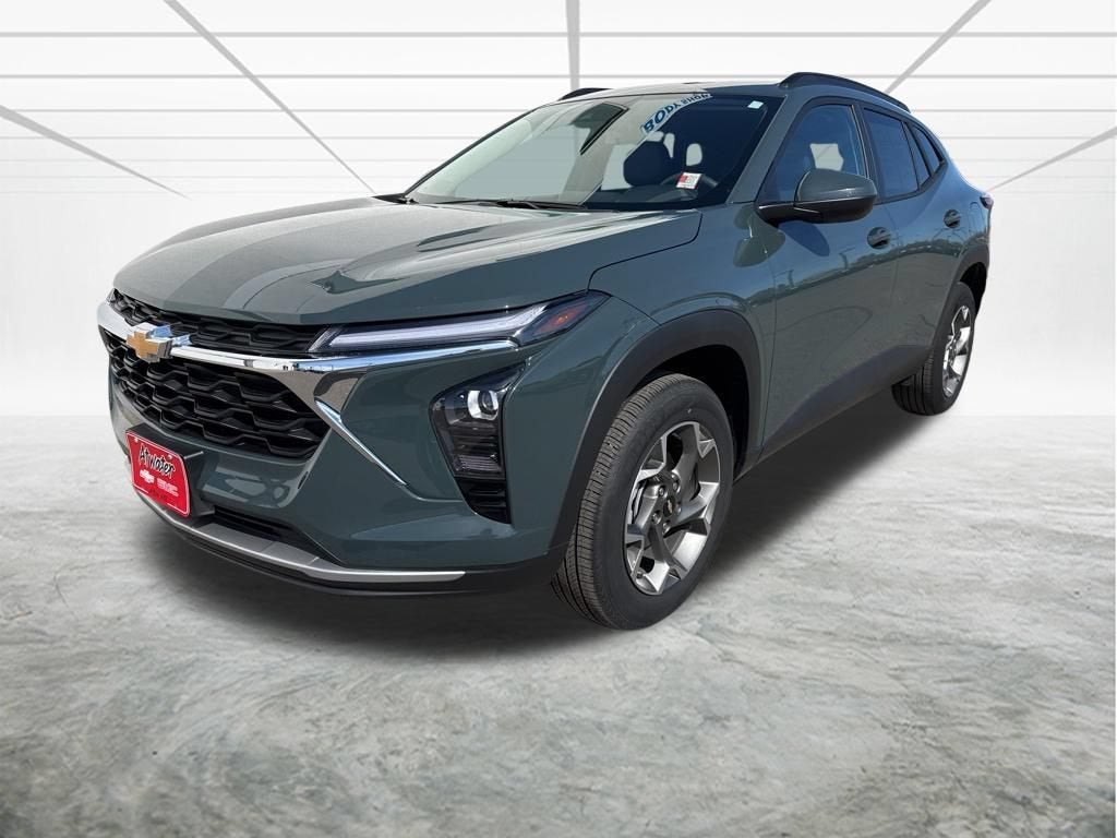 2025 Chevrolet Trax LT in Cypress Gray — front three-quarter view